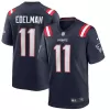 Men New England Patriots Edelman #11 Navy Game Jersey - uafactory