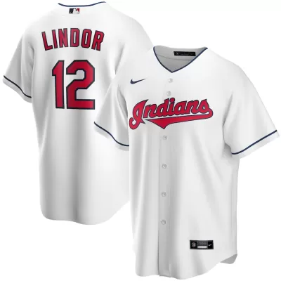 Men Cleveland Indians Home White MLB Jersey - uafactory