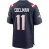 Men New England Patriots Edelman #11 Navy Game Jersey - uafactory