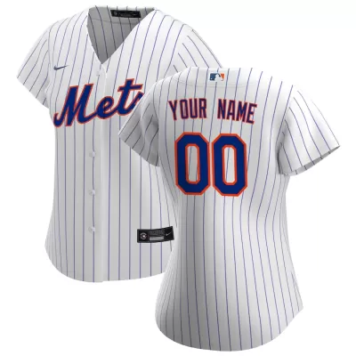 Women New York Mets Home White&Royal Custom MLB Jersey - uafactory