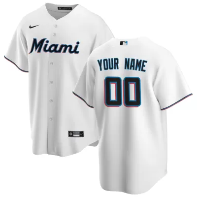 Men Miami Marlins Home White Custom MLB Jersey - uafactory