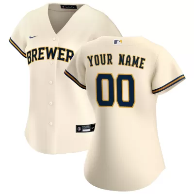 Women Milwaukee Brewers Home Cream Custom MLB Jersey - uafactory