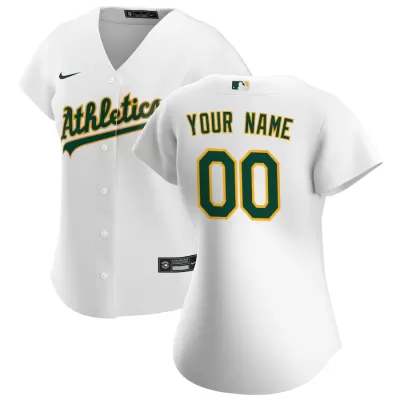 Women Oakland Athletics Home White Custom MLB Jersey - uafactory