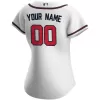 Women Atlanta Braves Home White Custom MLB Jersey - uafactory