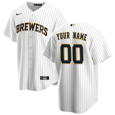 Men Milwaukee Brewers White&Navy Alternate Custom MLB Jersey - uafactory