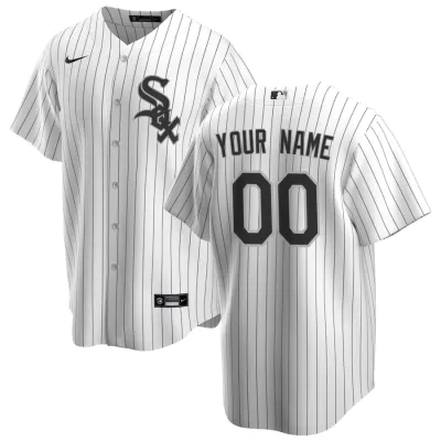 Men Chicago White Sox Home White Black Custom MLB Jersey - uafactory