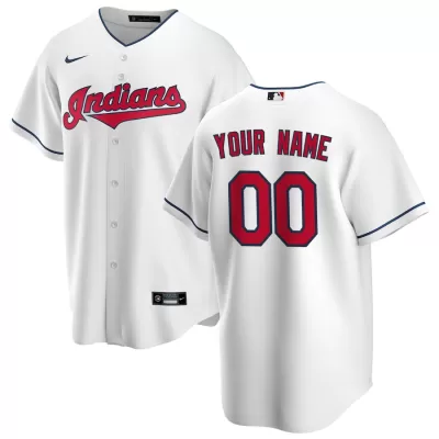 Men Cleveland Indians Home White Custom MLB Jersey - uafactory