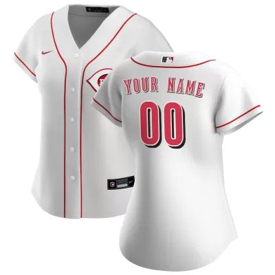 Women Cincinnati Reds Home White Custom MLB Jersey - uafactory