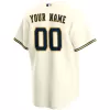 Men Milwaukee Brewers Home Cream Custom MLB Jersey - uafactory