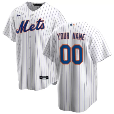 Men New York Mets Home White&Royal Custom MLB Jersey - uafactory