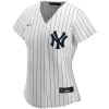 Women New York Yankees Home White Navy Custom MLB Jersey - uafactory