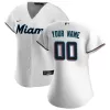 Women Miami Marlins Home White Custom MLB Jersey - uafactory