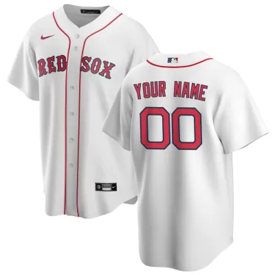 Men Boston Red Sox Home White Custom MLB Jersey - uafactory