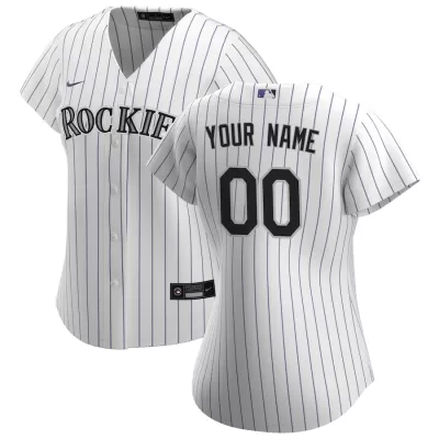 Women Colorado Rockies Home White&Purple Custom MLB Jersey - uafactory