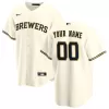 Men Milwaukee Brewers Home Cream Custom MLB Jersey - uafactory