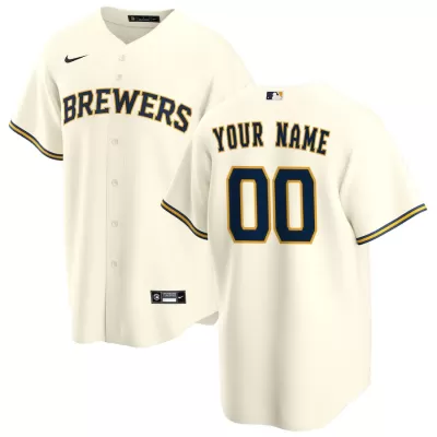 Men Milwaukee Brewers Home Cream Custom MLB Jersey - uafactory