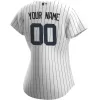 Women New York Yankees Home White Navy Custom MLB Jersey - uafactory