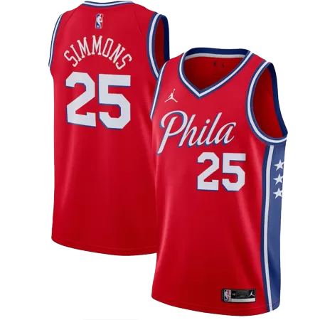 Philadelphia 76ers Simmons #25 Swingman Jersey Red for men - Association Edition - uafactory