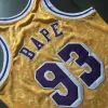 Men's Los Angeles Lakers BAPE #93 Yellow Retro Jersey - uafactory