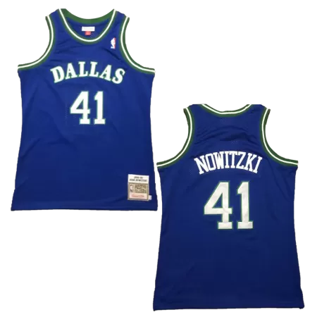 Men's Dallas Mavericks Nowitzki #41 Blue Retro Jersey 1998/99 - uafactory