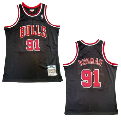 Men's Chicago Bulls Rodman #91 Black Retro Jersey 1997/98 - uafactory