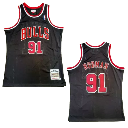 Men's Chicago Bulls Rodman #91 Black Retro Jersey 1997/98 - uafactory