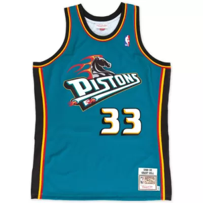 Men's Detroit Pistons Grant Hill #33 Blue Retro Jersey 1998/99 - uafactory