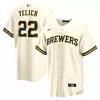 Men Milwaukee Brewers Brewers Yelich #22 Home Cream MLB Jersey - uafactory