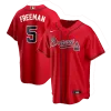 Men Atlanta Braves Freddie Freeman #5 Red Alternate MLB Jersey - uafactory