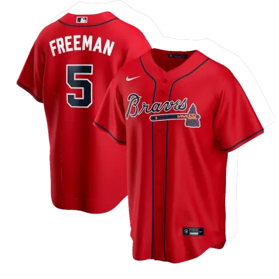 Men Atlanta Braves Freddie Freeman #5 Red Alternate MLB Jersey - uafactory