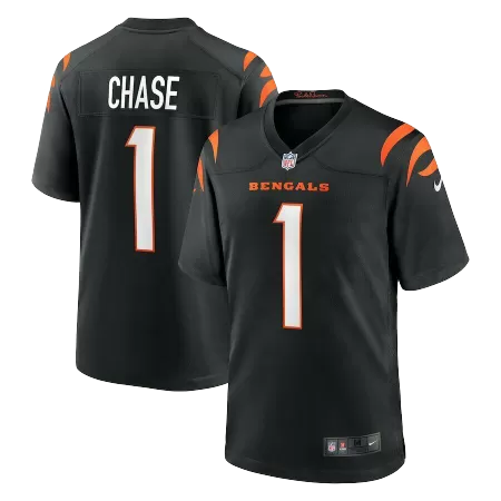 Men Cincinnati Bengals Ja'marr Chase #1 Black Game Jersey - uafactory
