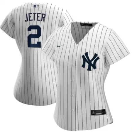 Women New York Yankees Derek Jeter #2 Home White MLB Jersey - uafactory