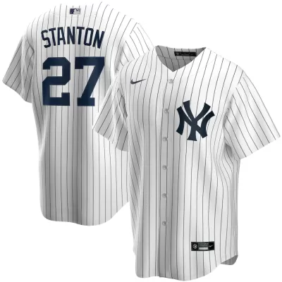 Men New York Yankees Giancarlo Stanton #27 Home White MLB Jersey - uafactory