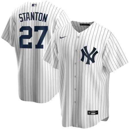 Men New York Yankees Giancarlo Stanton #27 Home White MLB Jersey - uafactory