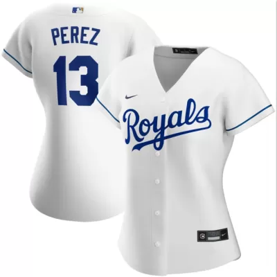 Women Kansas City Royals Salvador Pérez #13 Home White MLB Jersey - uafactory