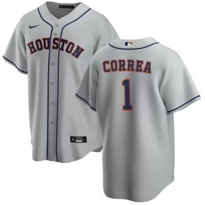 Men Houston Astros Carlos Correa #1 Home Gray MLB Jersey - uafactory