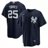 Men New York Yankees Gleyber Torres #25 Navy Alternate MLB Jersey - uafactory