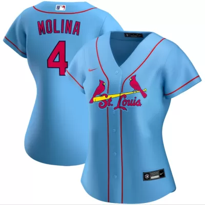 Women St. Louis Cardinals Yadier Molina #4 Light Blue Alternate MLB Jersey - uafactory