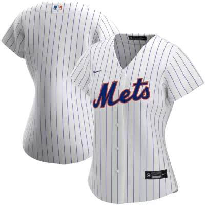 Women New York Mets Home White&Royal MLB Jersey - uafactory