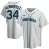 Men Seattle Mariners Félix Hernández #34 Home White MLB Jersey - uafactory