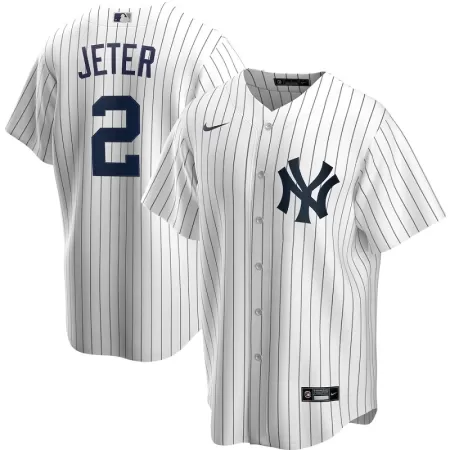 Men New York Yankees Derek Jeter #2 Home White MLB Jersey - uafactory