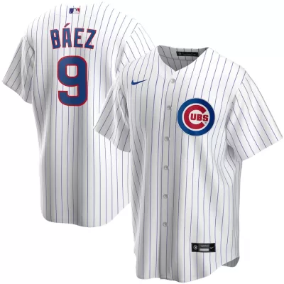 Men Chicago Cubs Javier Baez #9 Home White MLB Jersey - uafactory