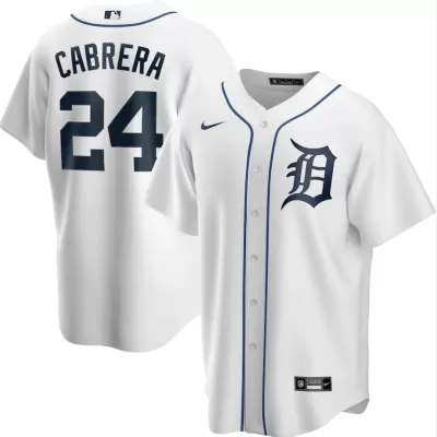 Men Detroit Tigers Miguel Cabrera #24 Home White MLB Jersey - uafactory