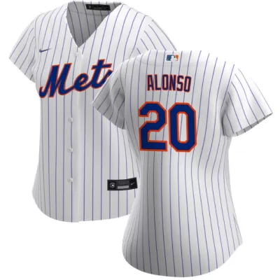 Women New York Mets Pete Alonso #20 Home White&Royal MLB Jersey - uafactory