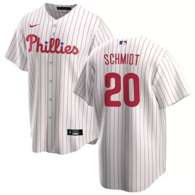 Men Philadelphia Phillies Mike Schmidt #20 Home White&Red MLB Jersey - uafactory