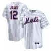 Men New York Mets Francisco Lindor #12 Home White&Royal MLB Jersey - uafactory