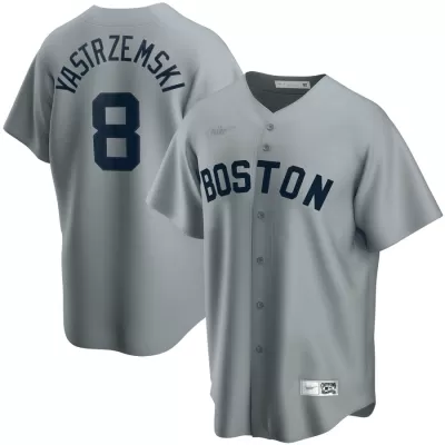 Men Boston Red Sox Carl Yastrzemski #8 Grey MLB Jersey - uafactory