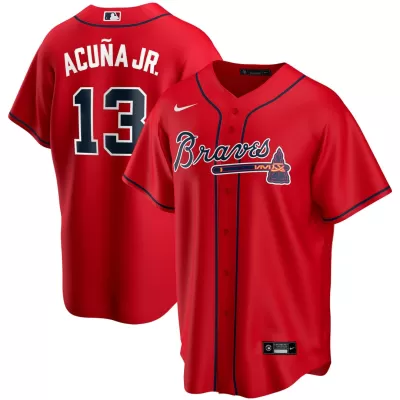 Men Atlanta Braves Ronald Acuña Jr. #13 Red MLB Jersey - uafactory