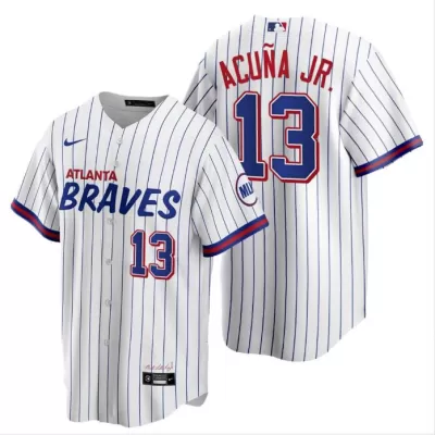 Men Atlanta Braves Ronald Acuña Jr. #13 White MLB Jersey - uafactory