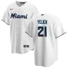 Men Miami Marlins Christian Yelich #21 Home White MLB Jersey - uafactory